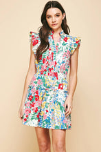 Load image into Gallery viewer, Floral Cotton Mini Dress with Flutter Sleeves
