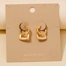 Load image into Gallery viewer, Gold Dipped Hoop And Square Layered Hoop Earrings
