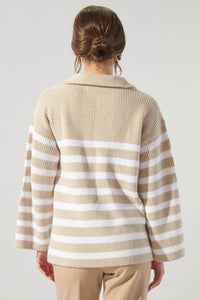 Coastal Striped Half Zip Sweater