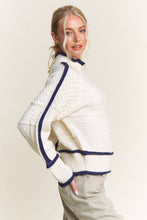 Load image into Gallery viewer, Cable-Knit with Piping Sweater
