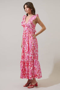 Reidy Floral Mawar Ruffle Midi Dress
