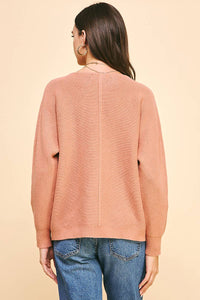 Prairie Pink Ribbed V-neck Sweater