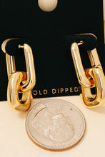 Load image into Gallery viewer, Gold Dipped Square And Rectangle Hoop Earrings
