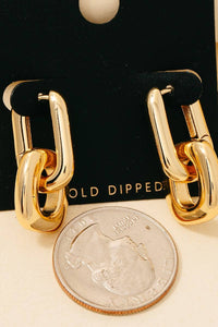 Gold Dipped Square And Rectangle Hoop Earrings