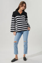 Load image into Gallery viewer, Coastal Striped Half Zip Sweater
