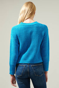 Blue Pointelle Sweater