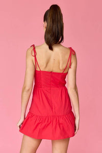 Natalie Tie Shoulder Mini Dress - White or Red