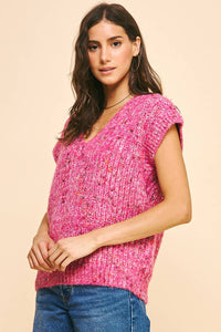 Magnolia Pink V-neck Sweater