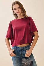 Load image into Gallery viewer, Relaxed Fit Short Flutter Sleeves Satin Top
