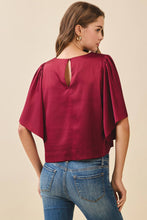 Load image into Gallery viewer, Relaxed Fit Short Flutter Sleeves Satin Top
