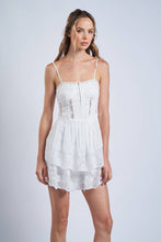 Load image into Gallery viewer, SOLID HOOK&amp;EYES LAYERED FLORAL LACE MINI DRESS
