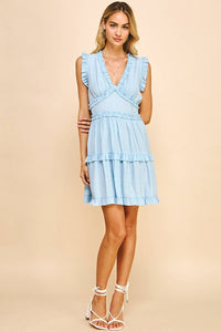 Ruffle Mini Dress - Light Blue
