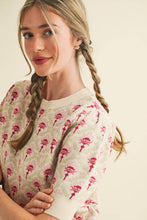 Load image into Gallery viewer, FLORAL PATTERN SHORT SLEEVE SWEATER

