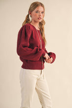 Load image into Gallery viewer, RIBBED PUFF SLEEVE SWEATER
