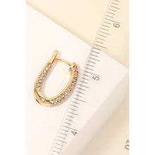 Load image into Gallery viewer, Pave Oval Hinge Hoop Earrings
