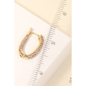 Pave Oval Hinge Hoop Earrings