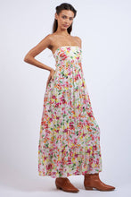 Load image into Gallery viewer, FLORAL OPEN BACK TIE TUBE MAXI DRESS
