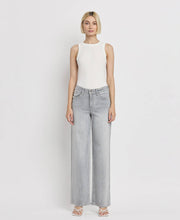 Load image into Gallery viewer, HIGH RISE LIGHT GREY WIDE LEG JEANS F5651
