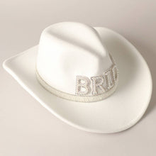 Load image into Gallery viewer, BRIDE Felt and Pearl Cowboy Hat
