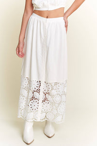 Lace Detail Button Down Long Skirt