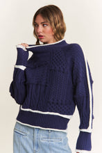 Load image into Gallery viewer, Cable-Knit with Piping Sweater
