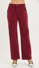 Load image into Gallery viewer, Risen Mid Rise Ankle Corduroy Jeans - Wine
