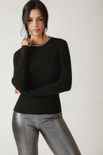 Load image into Gallery viewer, Black Knit Sweater with Jewel Detail
