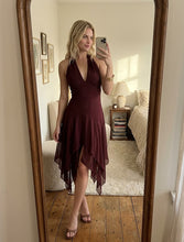 Load image into Gallery viewer, Chiffon Halter Open Back Handkerchief Skirt Dress by Sky to Moon
