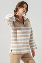 Load image into Gallery viewer, Coastal Striped Half Zip Sweater
