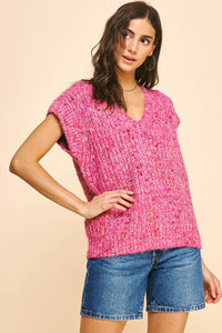 Magnolia Pink V-neck Sweater