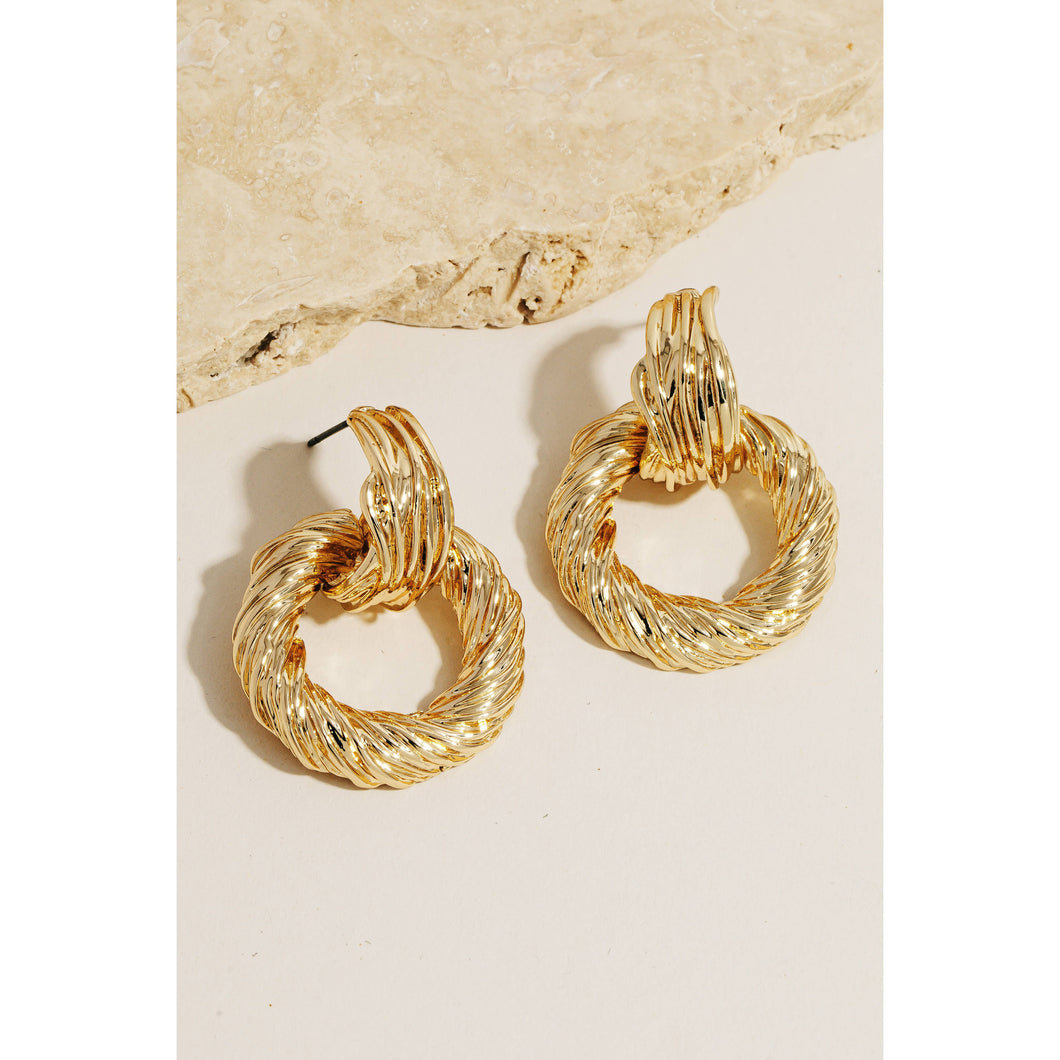 Texture Circle Drop Earrings