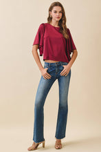 Load image into Gallery viewer, Relaxed Fit Short Flutter Sleeves Satin Top
