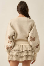 Load image into Gallery viewer, Butterfly Jacquard-Knit Cropped Turtleneck Sweater
