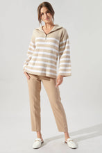 Load image into Gallery viewer, Coastal Striped Half Zip Sweater
