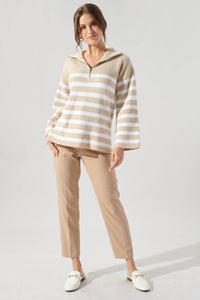 Coastal Striped Half Zip Sweater