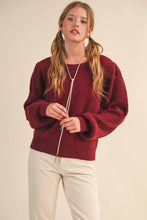 Load image into Gallery viewer, RIBBED PUFF SLEEVE SWEATER
