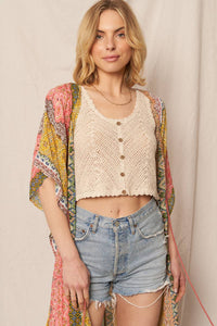 Sleeveless Crochet Top with Button Detail