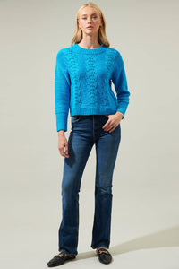 Blue Pointelle Sweater
