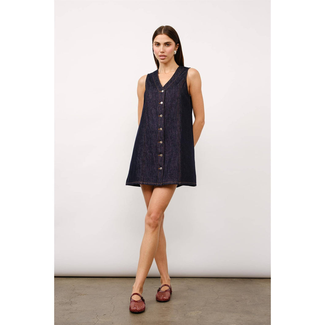 Marigold Denim Shift Dress in Indigo