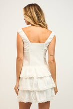 Load image into Gallery viewer, White Eyelet Tiered Ruffle Mini Dress
