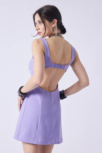 Open Back Mini Dress with Front Slit - 2 colors