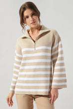 Load image into Gallery viewer, Coastal Striped Half Zip Sweater
