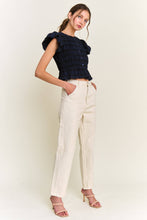 Load image into Gallery viewer, Navy Textured Button Front Blouse Top
