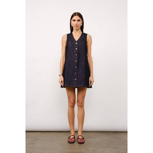 Marigold Denim Shift Dress in Indigo