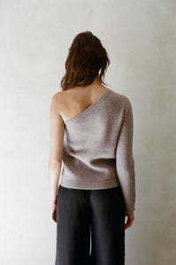 Knit Sweater One Shoulder Long Sleeve Pullover