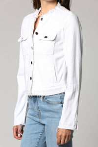 White Collarless Fitted Jacket
