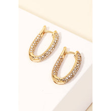Load image into Gallery viewer, Pave Oval Hinge Hoop Earrings
