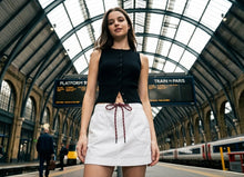 Load image into Gallery viewer, White Stretch-Twill Mini Skirt
