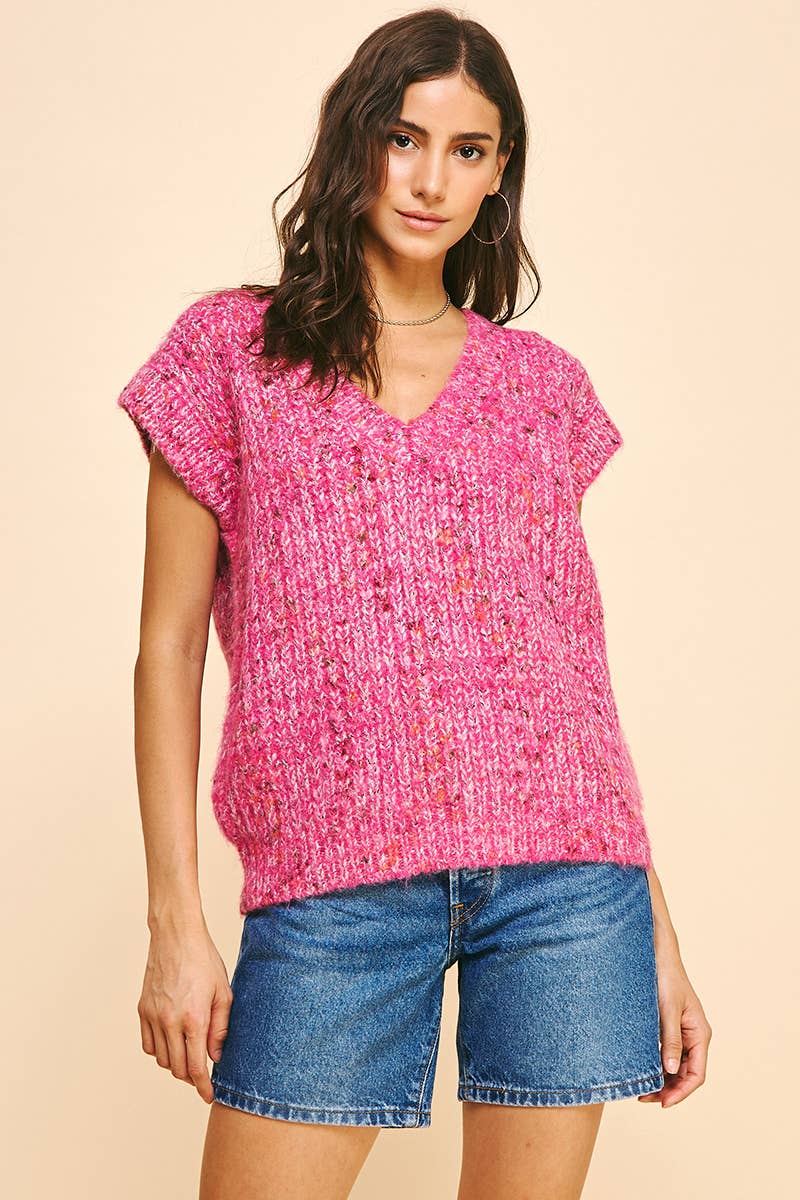 Magnolia Pink V-neck Sweater