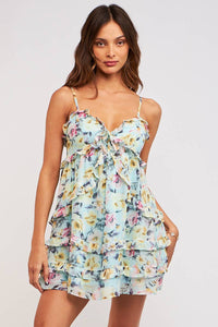 Floral Ruffle Mini Dress by Sky to Moon